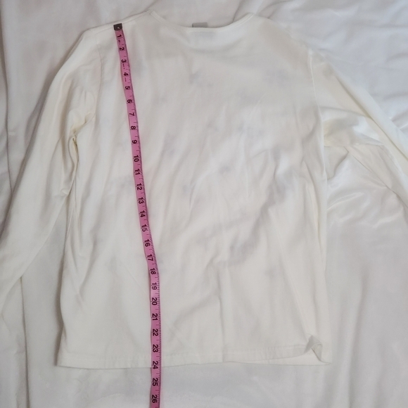 Autumn Embroidered Leaves in Size Small Creme Long-Sleeved Top - Picture 5 of 6